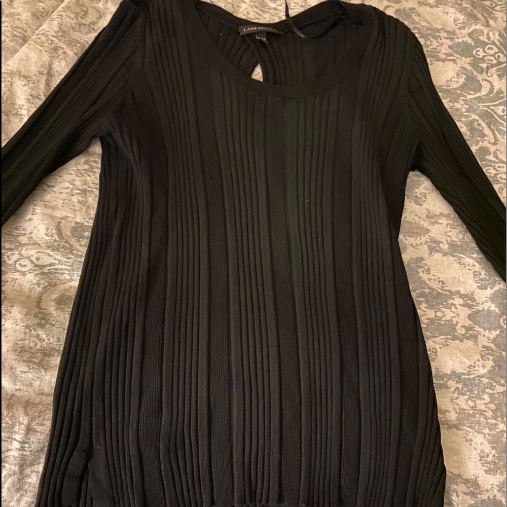 Black Ribbed Long Sleeve with keyhole shirt